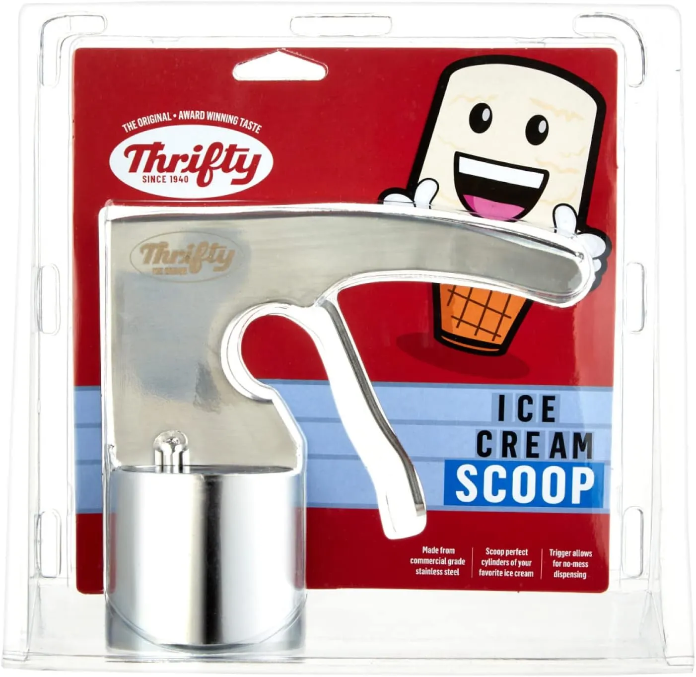Thrifty Old Time Ice Cream Scooper Rite Aid | Original Stainless Steel Scoop | Cylinder Ice Cream Scoop with Trigger | Commercial Grade Stainless Steel Ice Cream Scoop
