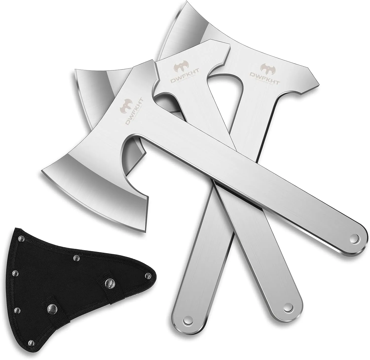 Throwing Axes, 3 Pack 10.2" Throwing Axes and Tomahawks Set Full Tang Stainless Steel with Nylon Sheath, 4.3" Blades Design, Perfect for Axe Throwing Game, Competition and Recreation