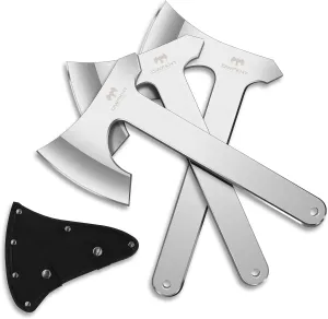 Throwing Axes, 3 Pack 10.2" Throwing Axes and Tomahawks Set Full Tang Stainless Steel with Nylon Sheath, 4.3" Blades Design, Perfect for Axe Throwing Game, Competition and Recreation