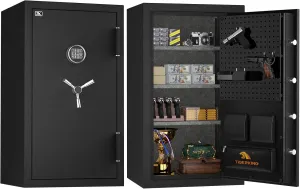 TIGERKING 8.78 Cu Ft Fireproof and Waterproof Safe with Digital Lock, DIY Pegboard Door, Heavy-Duty Steel Large Floor Safe for Home & Office, 30-Min 1200°F Fireproof & 72-Hr Waterproof Protection