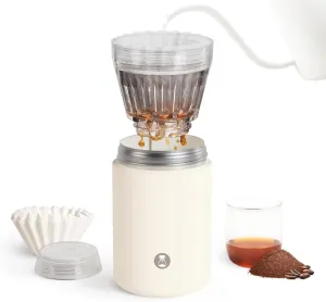 TIMEMORE Portable Coffee Maker Pour-Over Coffee Dripper, Travel Coffee Cup, Manual Brewer for Home and Outdoors - Ceramic-Coated Stainless Steel Tumbler 10.08 oz Capacity