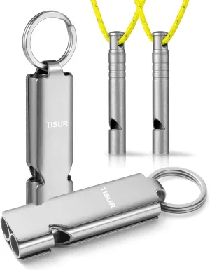 TISUR Loud Emergency 130db Whistles  Titanium Safety Whistle with Lanyard