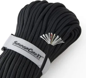 Titan Survival Patented Paracord 750 - 25ft, 100ft, 500ft & Color Options - 1000LB Strength Survival Paracord Military Spec 3 Strands - Heavy Duty Hank Cord for Camping & Outdoors with Firestarter