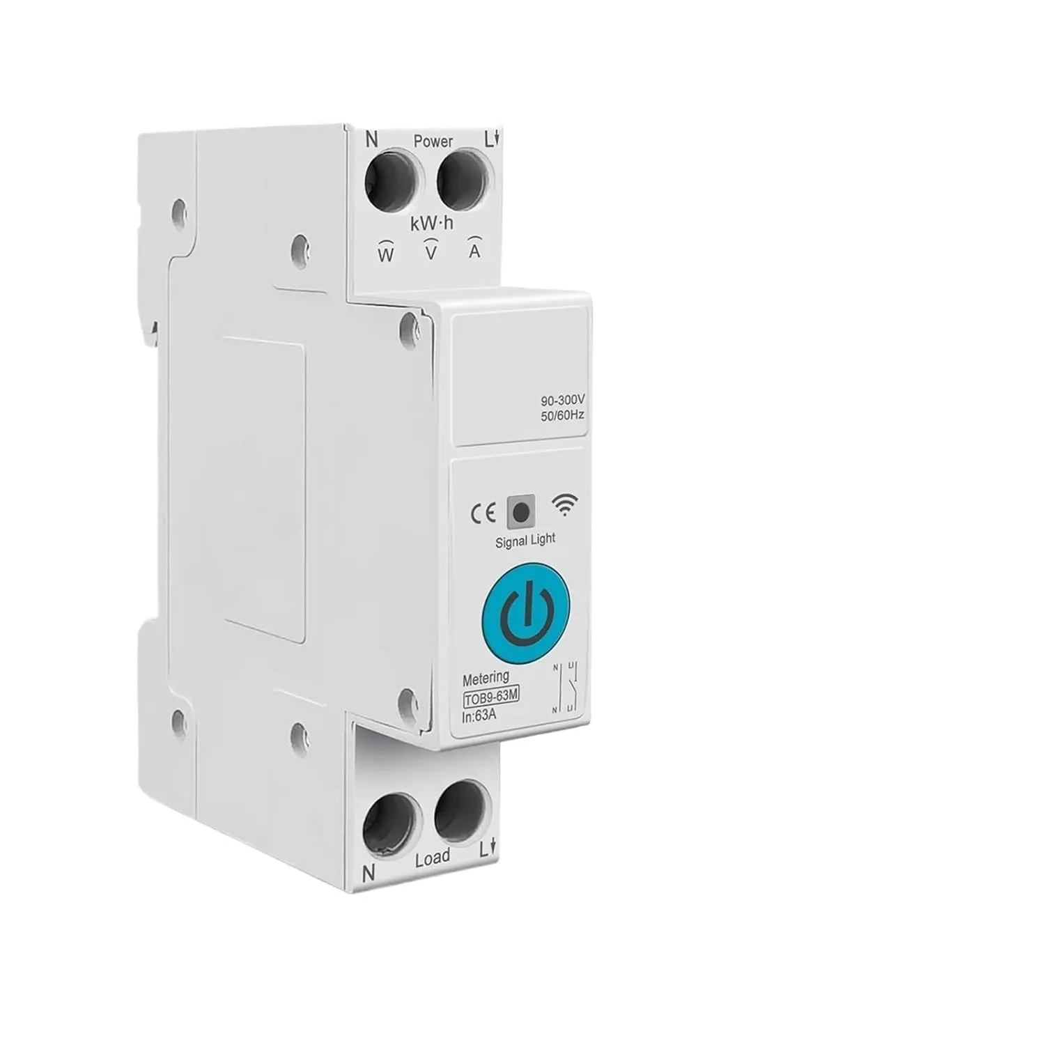 TOB9 63A 1P N Energy Meter Kwh Metering Monitoring Timer Relay MCB TUYA smartlife Voltage Current Protection(TOB9-VAP VA Protect,20A)