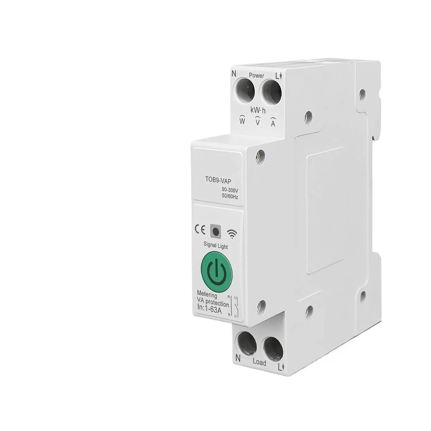 TOB9 63A 1P N Energy Meter Kwh Metering Monitoring Timer Relay MCB TUYA smartlife Voltage Current Protection(TOB9-VAP VA Protect,20A)