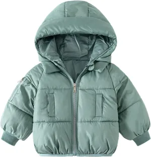 Toddler Baby Boys Girls Solid Lightweight Packable Puffer Jacket with Hood Kids Winter Coat Infant Padded Down Jacket