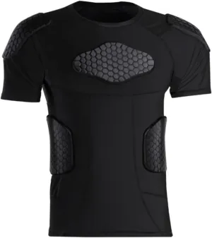 Topeter Men’s Compression Padded Shirt Protective T-Shirt Rib Chest Shoulder Protector