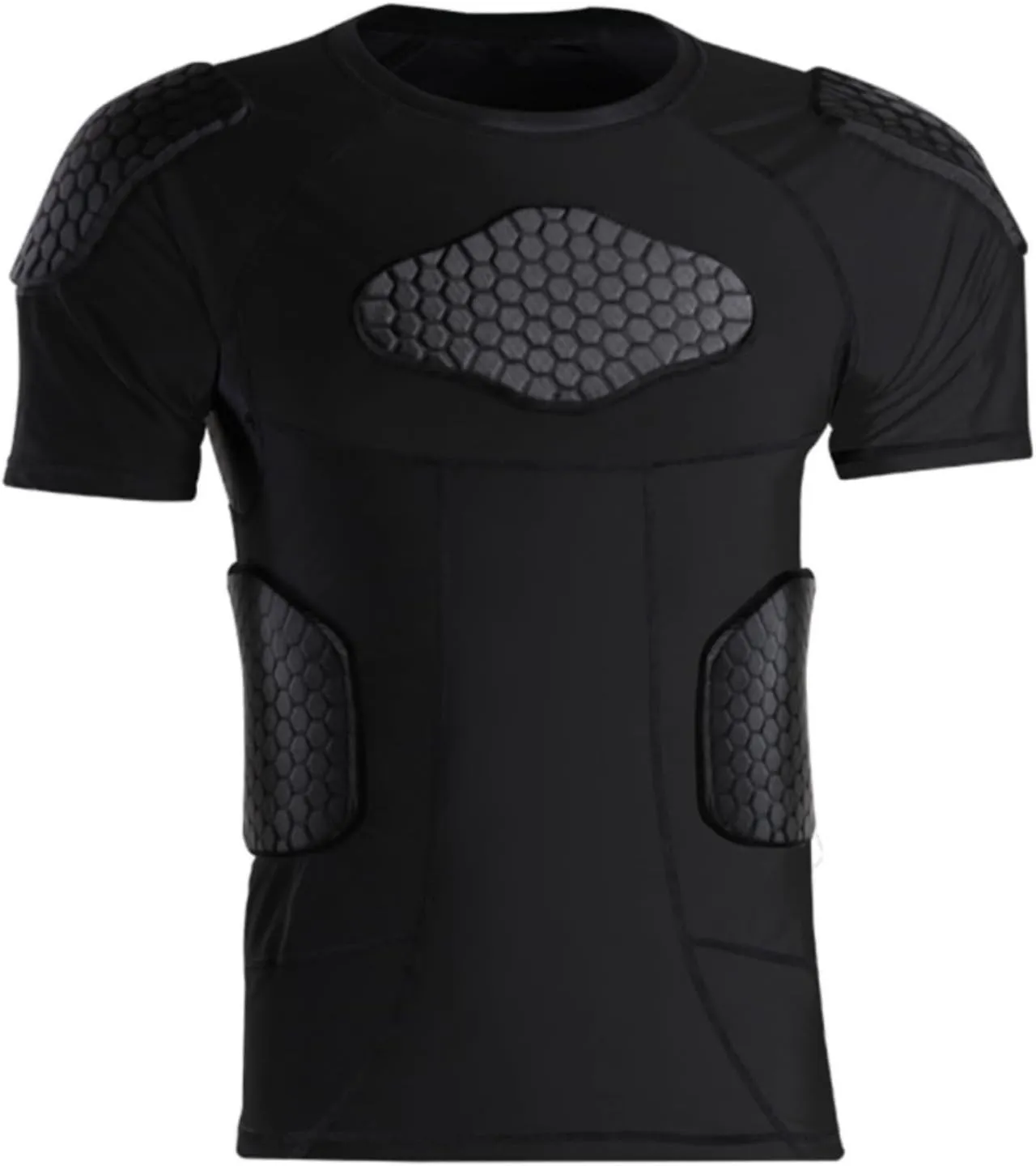 Topeter Men’s Compression Padded Shirt Protective T-Shirt Rib Chest Shoulder Protector