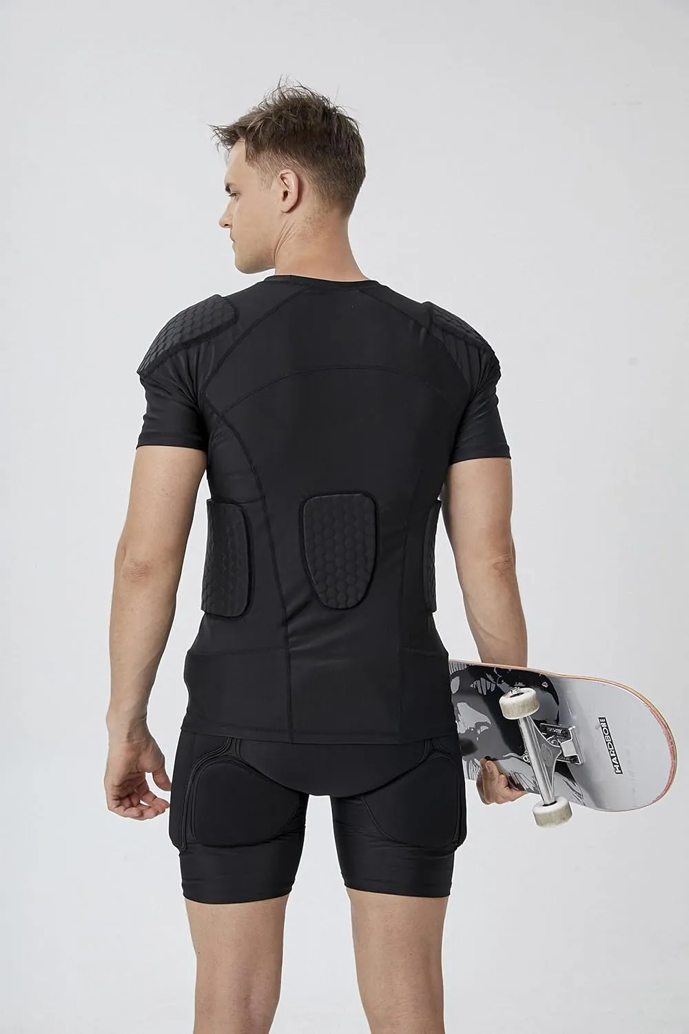 Topeter Men’s Compression Padded Shirt Protective T-Shirt Rib Chest Shoulder Protector