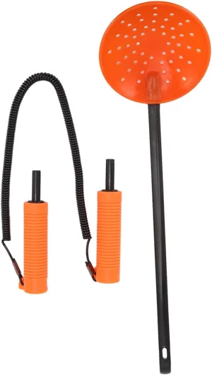 Topyond Ice Fishing Spoon Ice Picks Set Winter Lifesaving Tools,Retractable Ice Picks,Ergonomic Grip,PVC Handle and Stainless Steel Tip,Ice Digging and Climbing,for Winter Outdoor Sports Orange