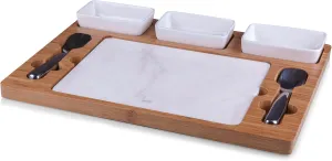 TOSCANA - a Picnic Time brand Parlor Ice Cream Mixing Set, Ice Cream Mixing Kit with Marble Ice Cream Slab and Mixing Spades, (Bamboo & Marble)