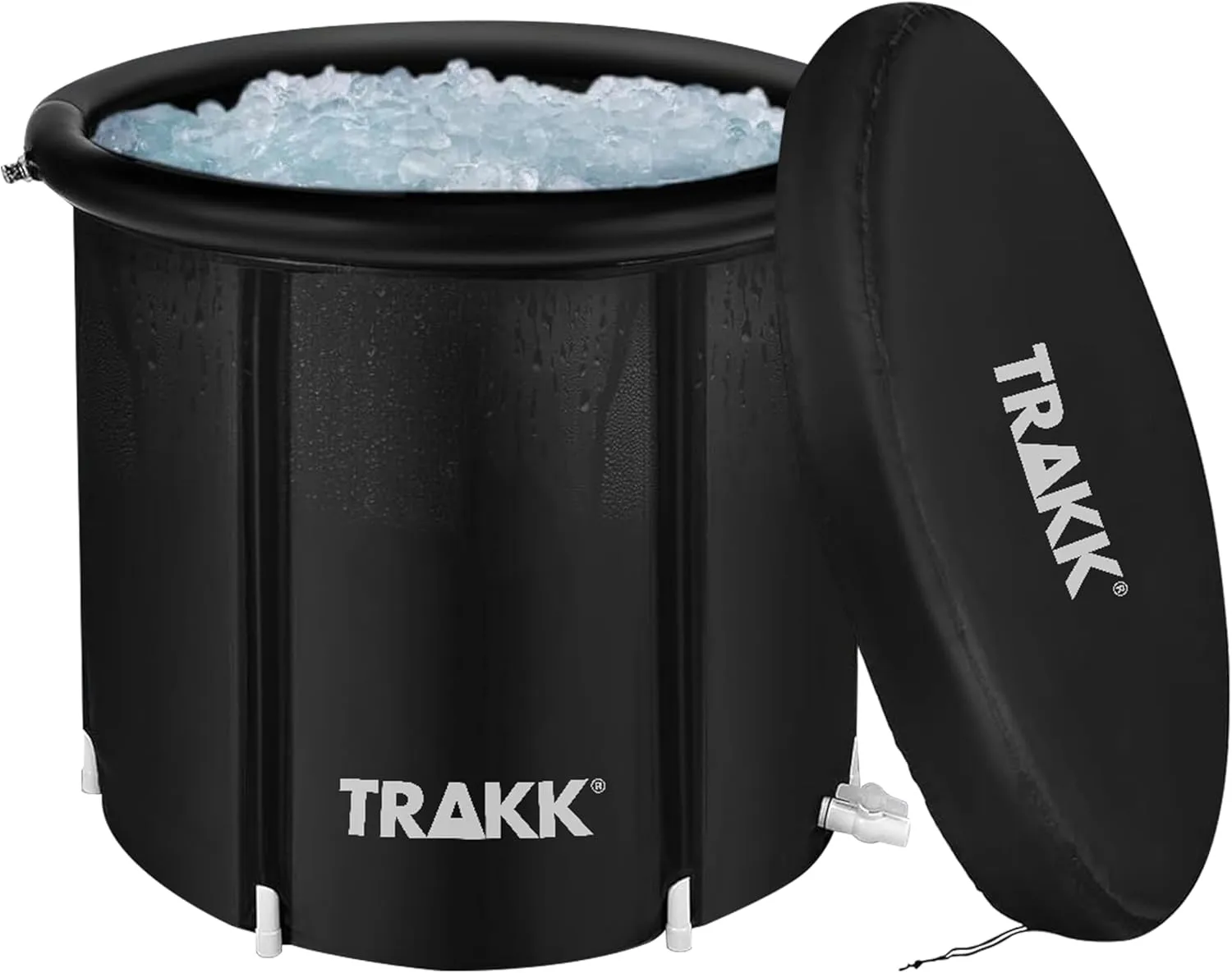 TRAKK Portable Ice Bath Tub Therapy with Cover - 150 Gallon Freestanding Cold Water Plunge Pool, Cold Plunge Tub Recovery Bath, Black