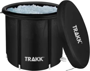 TRAKK Portable Ice Bath Tub Therapy with Cover - 150 Gallon Freestanding Cold Water Plunge Pool, Cold Plunge Tub Recovery Bath, Black
