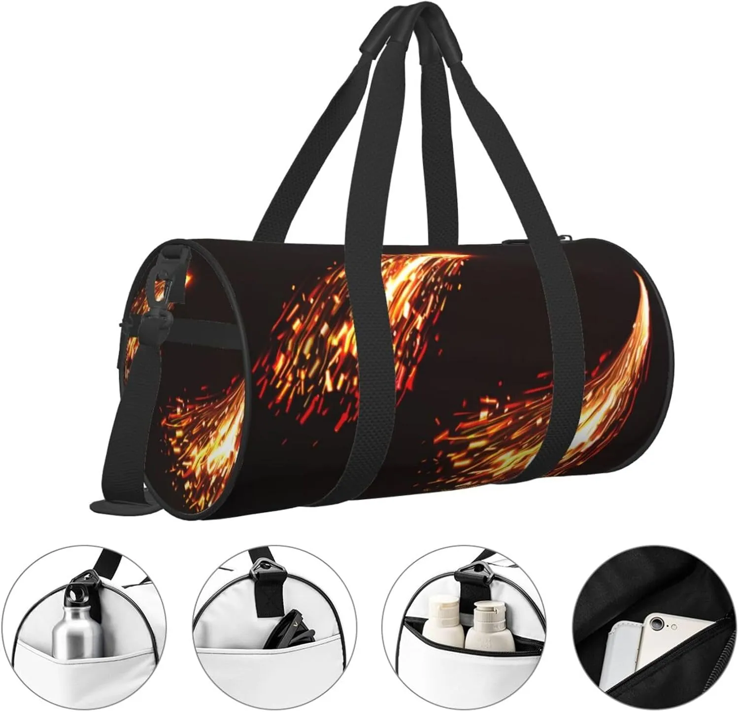 Travel Duffle Bag for Men Women, Fire Sparks Duffle Bags for Sport Gym Overnight Luggage
