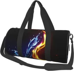Travel Duffle Bag for Men Women, Fire Water Splash Duffle Bags for Sport Gym Overnight Luggage