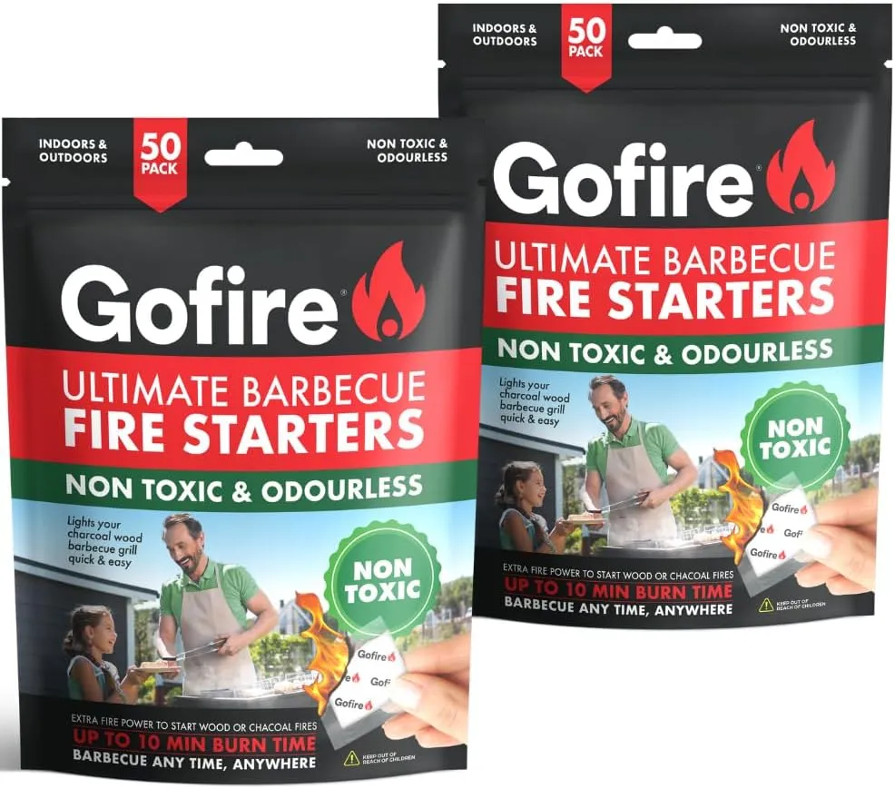 Travel Fire Starter for Camping, Hiking, Backpacking | Uses: Grill, Campfire, Fireplace, Wood Stove | All Purpose, Portable, Waterproof | Heat During Cold Rain & Snow | 50 Pieces