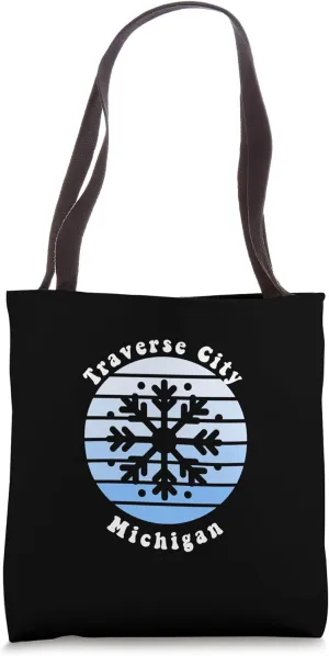 Traverse City Michigan MI Winter Snowflake Christmas Tote Bag