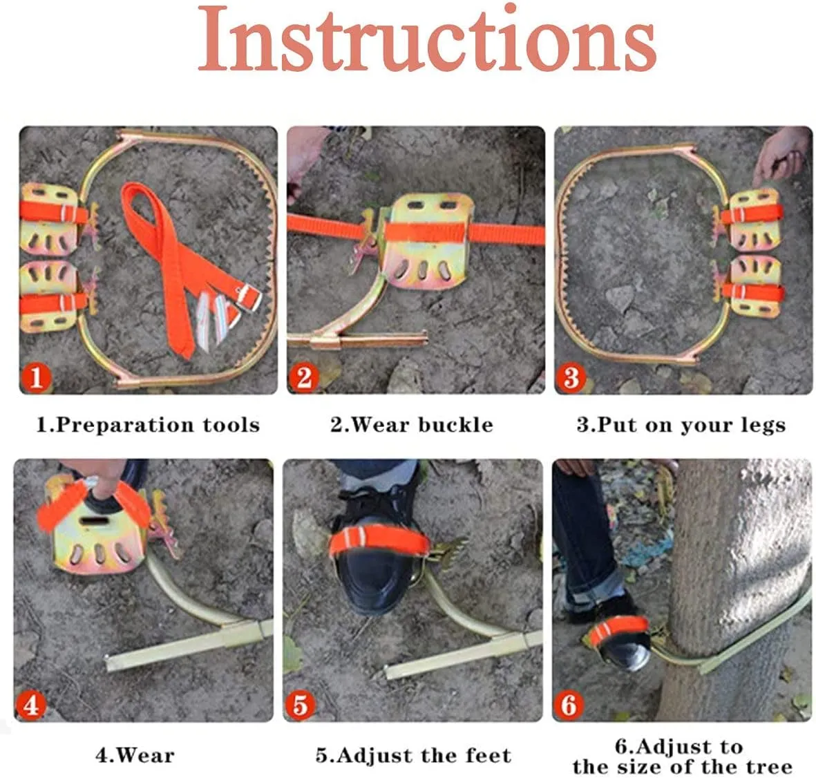 Tree Climbing Spike, Non-Slip Stainless Steel Crampons for Electricians with Tree Care Function - Stainless Steel Outdoor Sports Products, 600Model