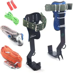 Tree Climbing Spike Set 5PCS Safety Adjustable Belt Lanyard 2 Gears Rope Rescue Belt for Hunting Observation Outdoor Picking Fruit Pick Trees Pole Hook