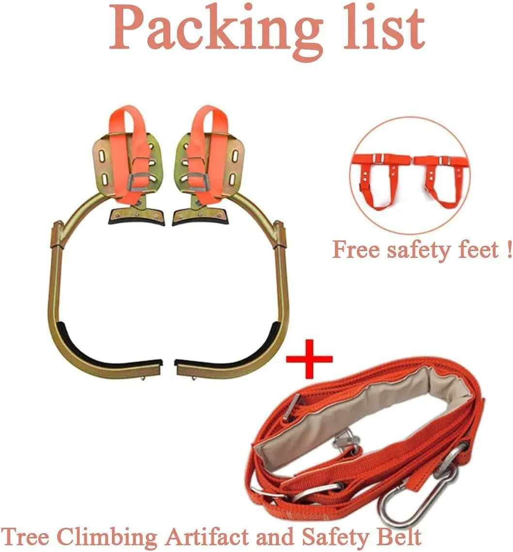 Tree Climbing Spikes Set, Non-Slip Stainless Steel Crampons with Adjustable Climbing Belt for Electricians, Stainless Steel Outdoor Sports Products Climbing Kit,500Model