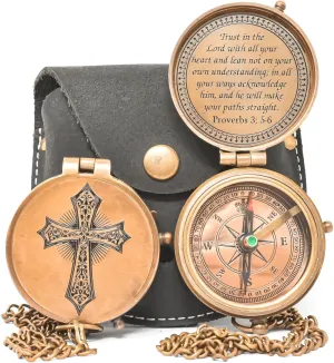Trust in The Lord with All Your Heart Engraved Compass, Proverbs 3: 5-16 Engraved with Gift Compass, Graduation Day Gifts, Religious Gifts, Missionary Gifts, Christian Gifts