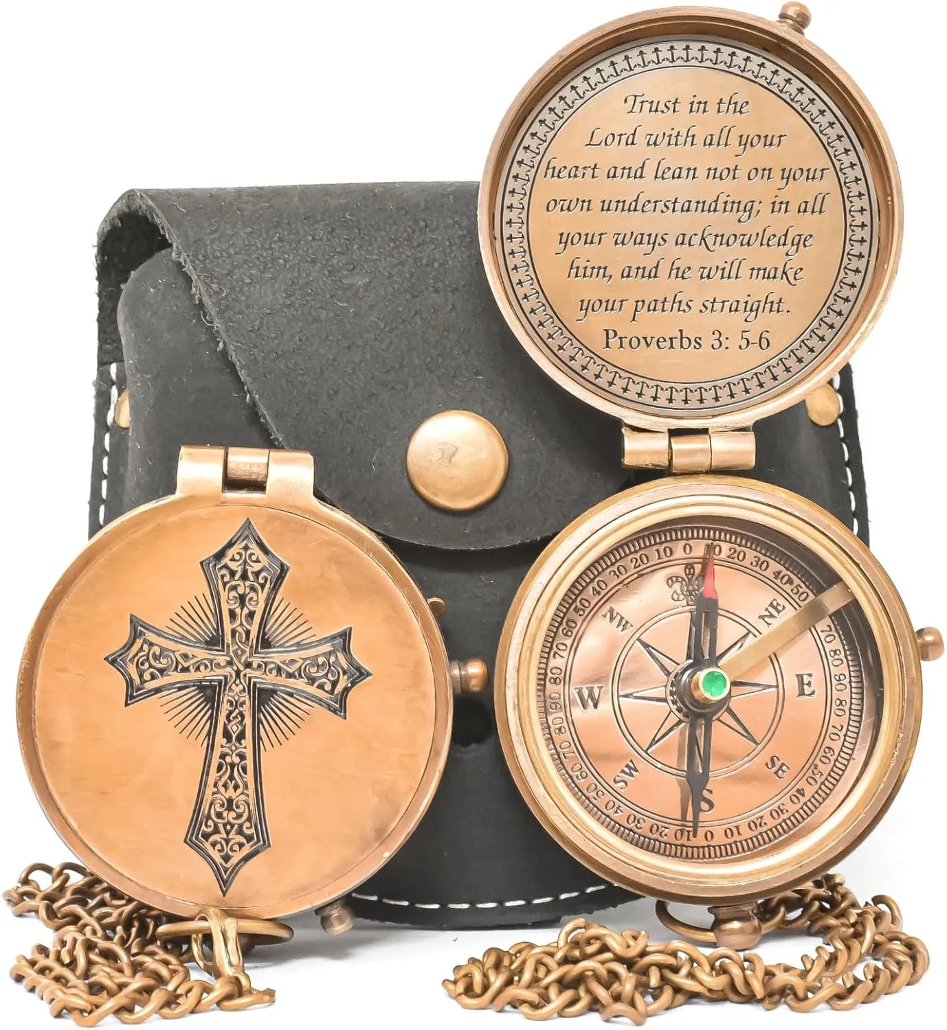 Trust in The Lord with All Your Heart Engraved Compass, Proverbs 3: 5-16 Engraved with Gift Compass, Graduation Day Gifts, Religious Gifts, Missionary Gifts, Christian Gifts