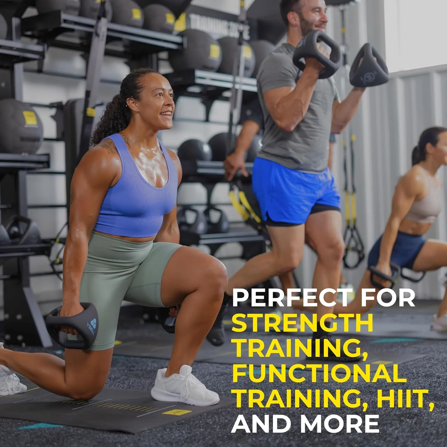 TRX YBell Pro Series 3-in-1 Dumbbell, Kettlebell and Push Up Stand Workout Equipment | Commercial Grade Powder Coated Surface | Perfect for Strength Training & Conditioning Workouts