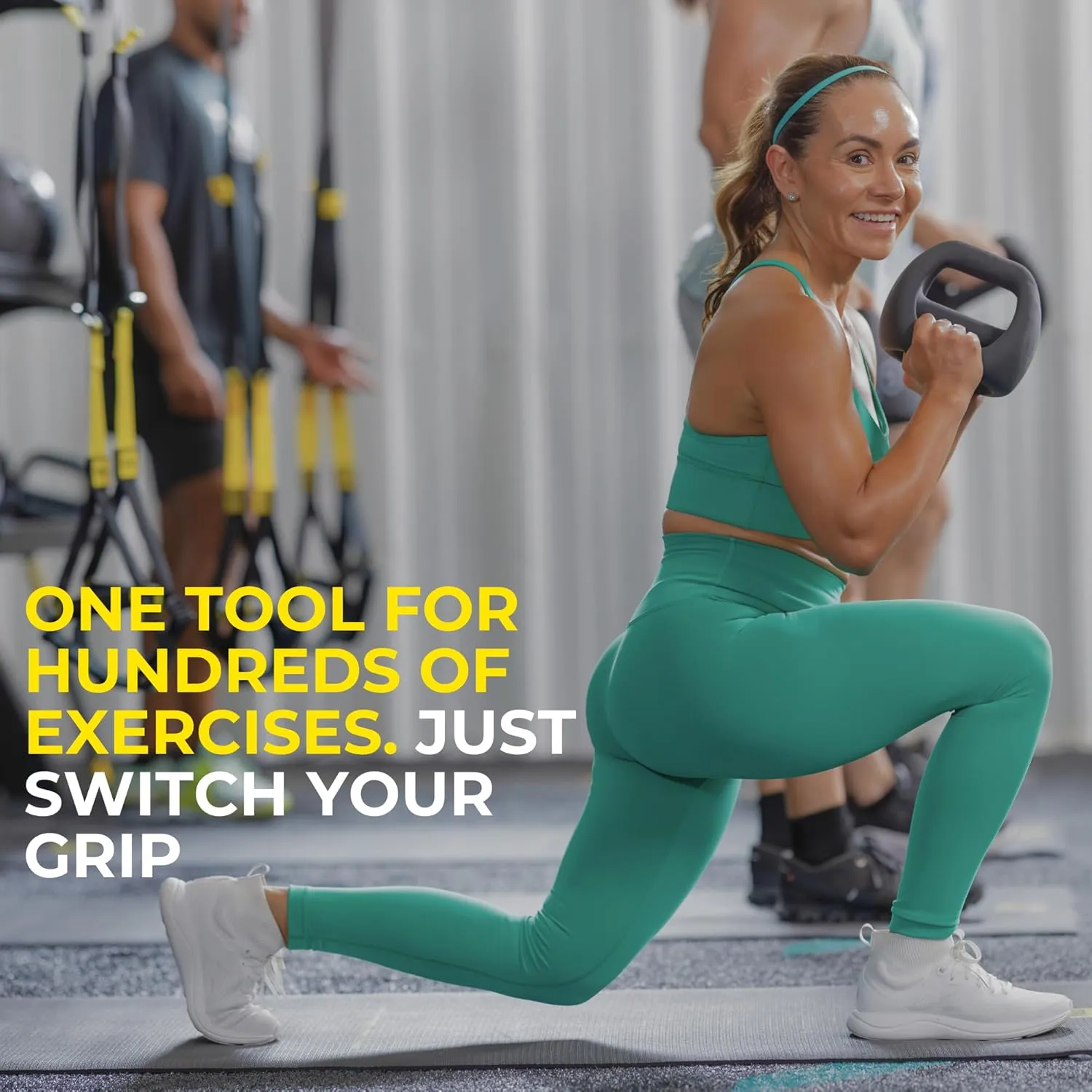 TRX YBell Pro Series 3-in-1 Dumbbell, Kettlebell and Push Up Stand Workout Equipment | Commercial Grade Powder Coated Surface | Perfect for Strength Training & Conditioning Workouts