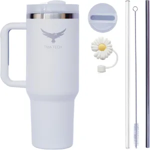 Tumbler Stainless Steel Vacuum Insulated Travel Mug 40oz with Lid and Straw Cap,stanely Cup,2024 New Technology, Unbreakable Mug, Leak-Proof, BPA Free, Hot or Cold Drinks. (White), Large