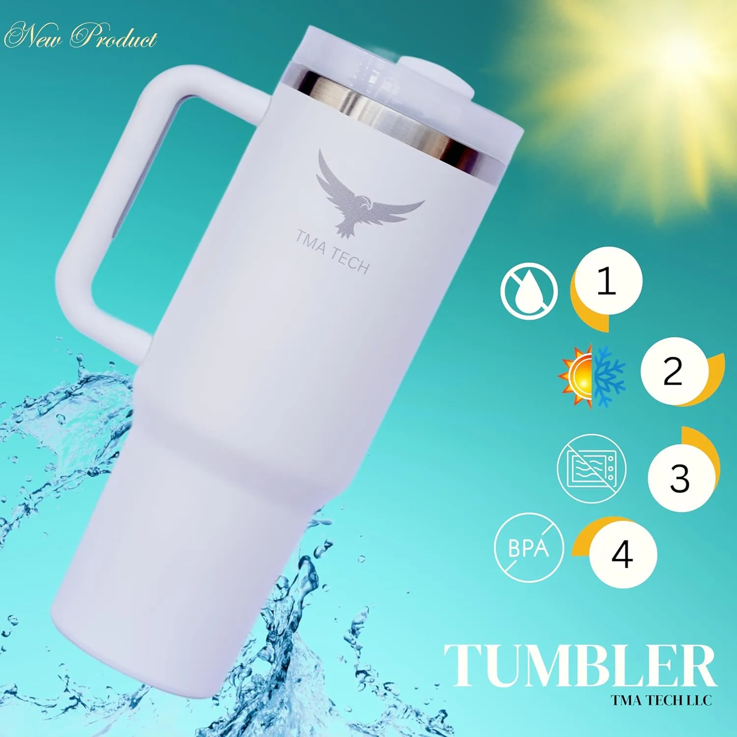 Tumbler Stainless Steel Vacuum Insulated Travel Mug 40oz with Lid and Straw Cap,stanely Cup,2024 New Technology, Unbreakable Mug, Leak-Proof, BPA Free, Hot or Cold Drinks. (White), Large