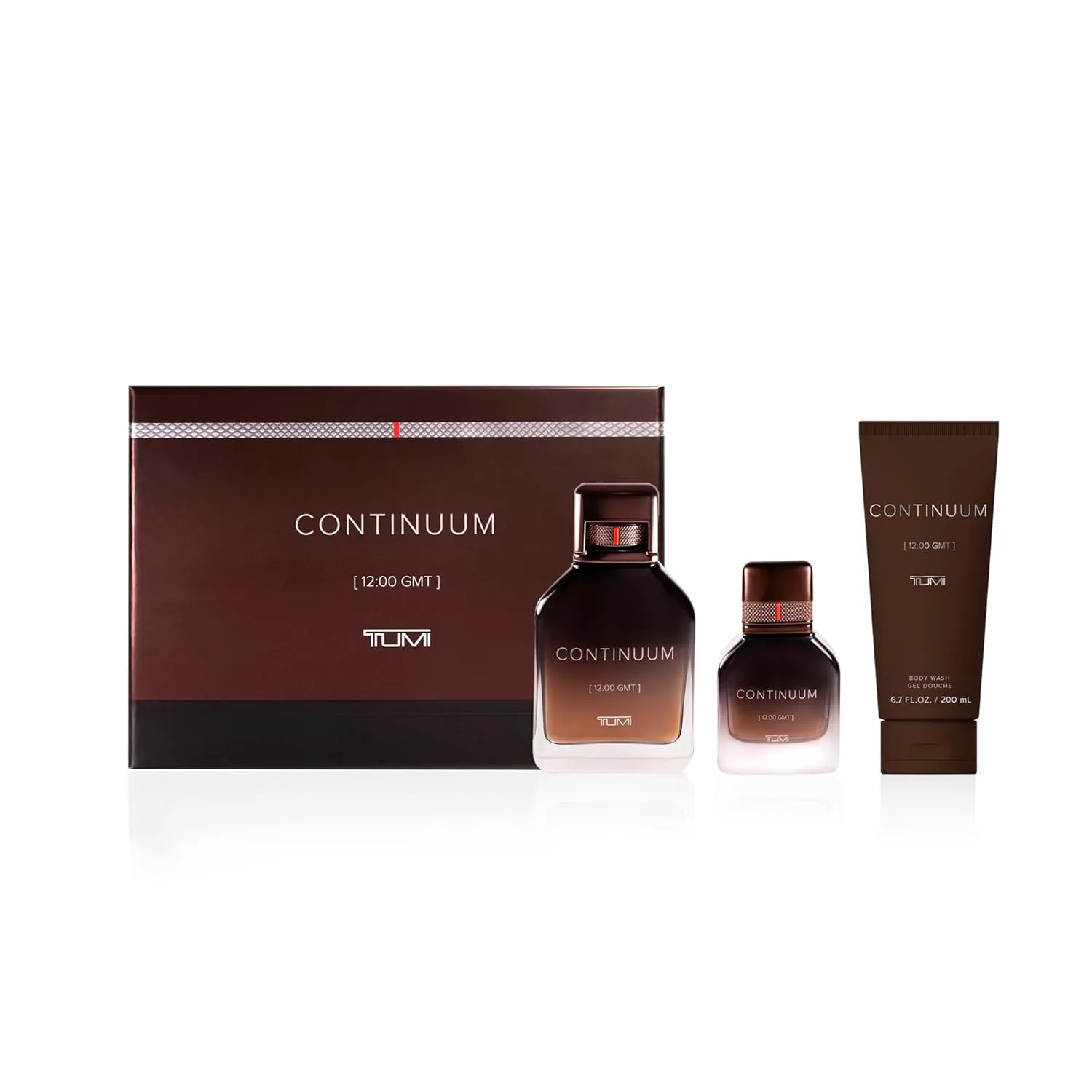 TUMI CONTINUUM [12:00 GMT] - Bold Cologne for Men with Smoky Fragrance - 3.4 oz & 1.0 oz Eau de Parfum, 6.7 oz Body Wash