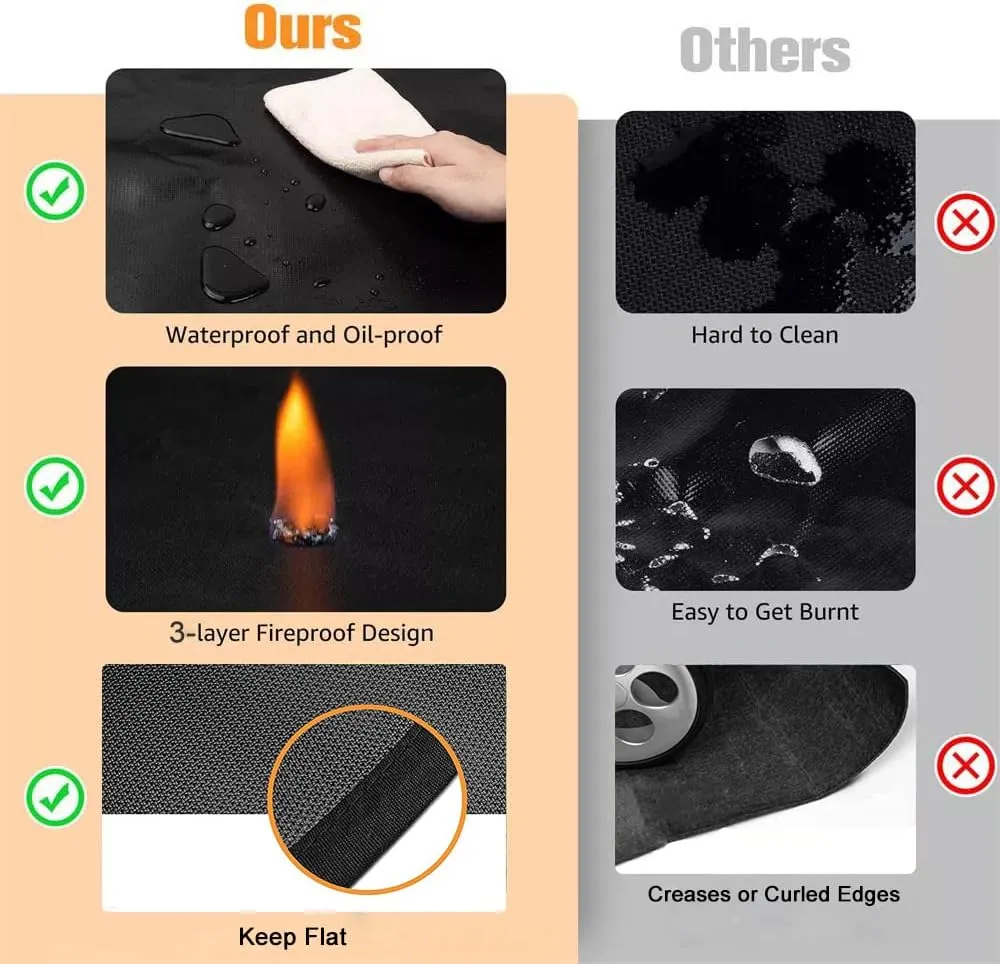UBeesize Large 65 x 48 inches Under Grill Mat for Outdoor Grill,Double-Sided Fireproof Grill Pad,Indoor Fireplace/Fire Pit Mat,Oil-Proof Waterproof BBQ Protector for Decks and Patios