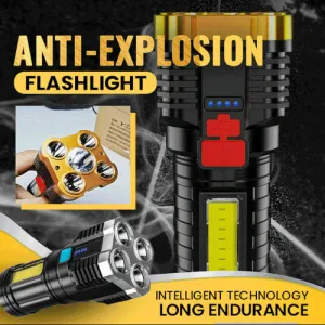 Ultra Bright Waterproof Outdoor LED Flashlight with Multifunctional Side Lamp