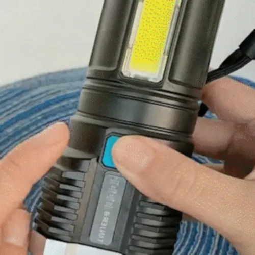 Ultra Bright Waterproof Outdoor LED Flashlight with Multifunctional Side Lamp