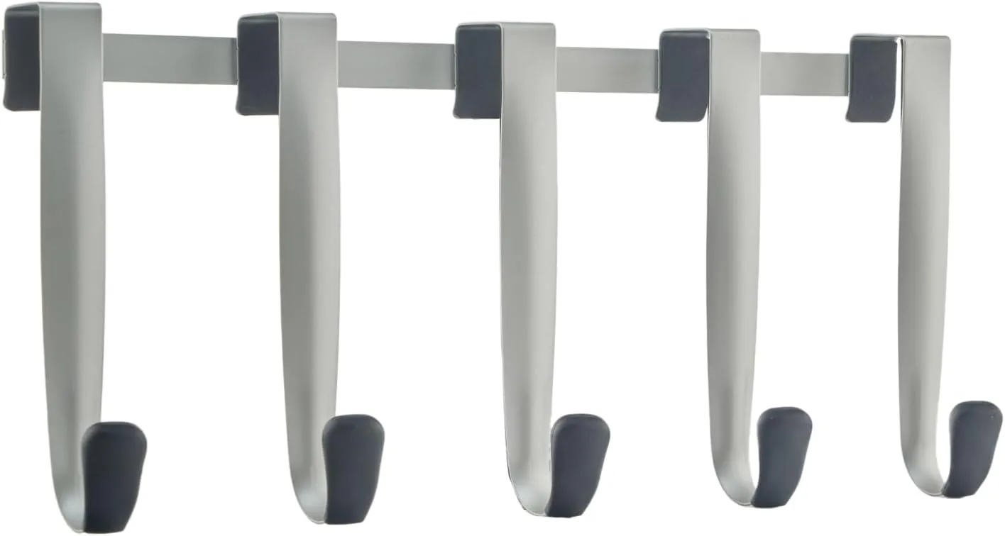 Umbra Schnook Steel Over-the-Door Multi-Hook, 5-Hook, Nickel/Black