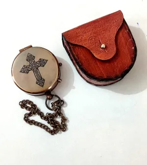 Unique Engraved Solid Brass Working Compass with Accurate Efficiency. Points Towards Magnetic North Pole. Portable to Carry in A Pocket Gift for Husband, Wife, Birthday, Christmas, New Year