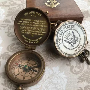 United Sates Personalized Navy Gift, Antique Navy Compass, Navy Graduation Gift, Personalized Navy Retirement, Navy Dad Gift