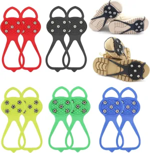 Universal Non-Slip Gripper Spikes, 2025 Upgraded Universal Gripper Spikes Non Slip Shoe Grips, Traction Cleats Ice Snow Grips Anti Slip Silicone for Hiking Walking Climbing Fishing（5 Pairs, Child）