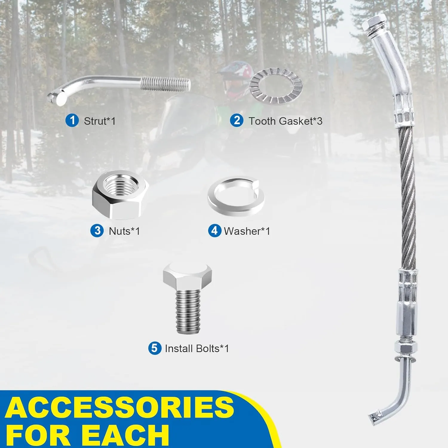 Universal Snowmobile Ice Scratchers Kit Compatible with Polaris Arctic-Cat Ski doo All Reverse & Non-reverse Gear Equipped Snowmobiles Cable of Track Height Above 2-1/2" (4 pack)