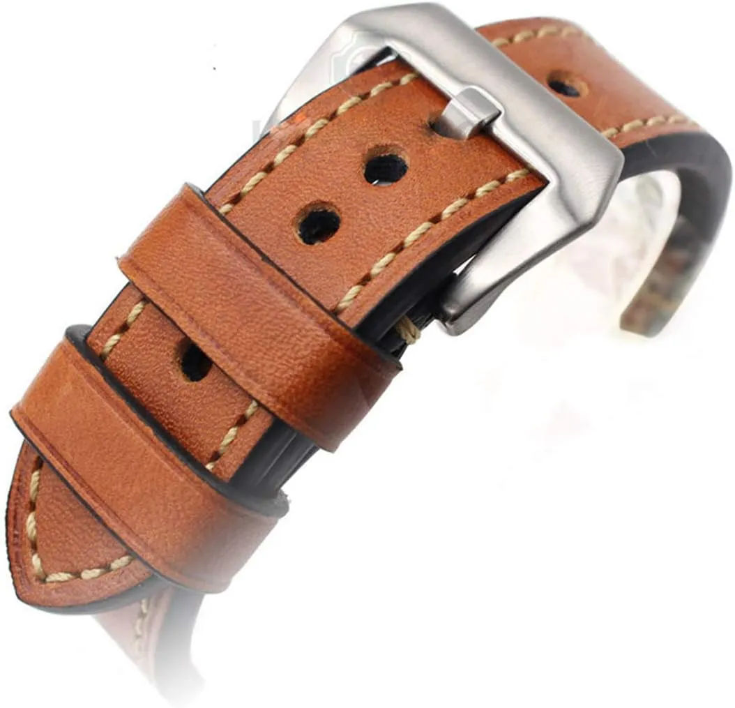 Universal Strap,Leather Watchband Bracelet 24mm 22mm 20mm Thick Watch Strap Belt with Metal Steel Buckle Watch Accessories