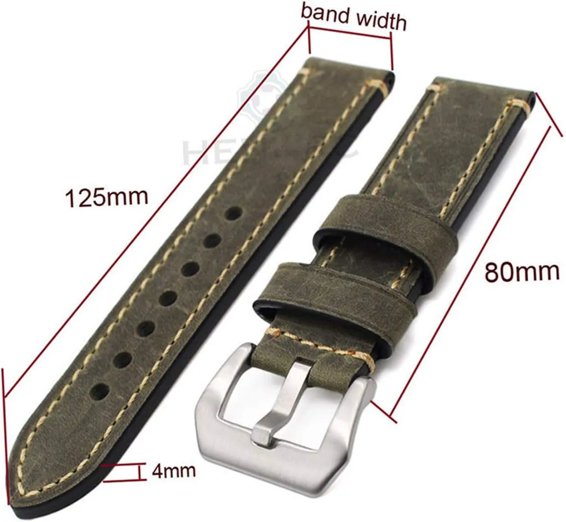 Universal Strap,Leather Watchband Bracelet 24mm 22mm 20mm Thick Watch Strap Belt with Metal Steel Buckle Watch Accessories