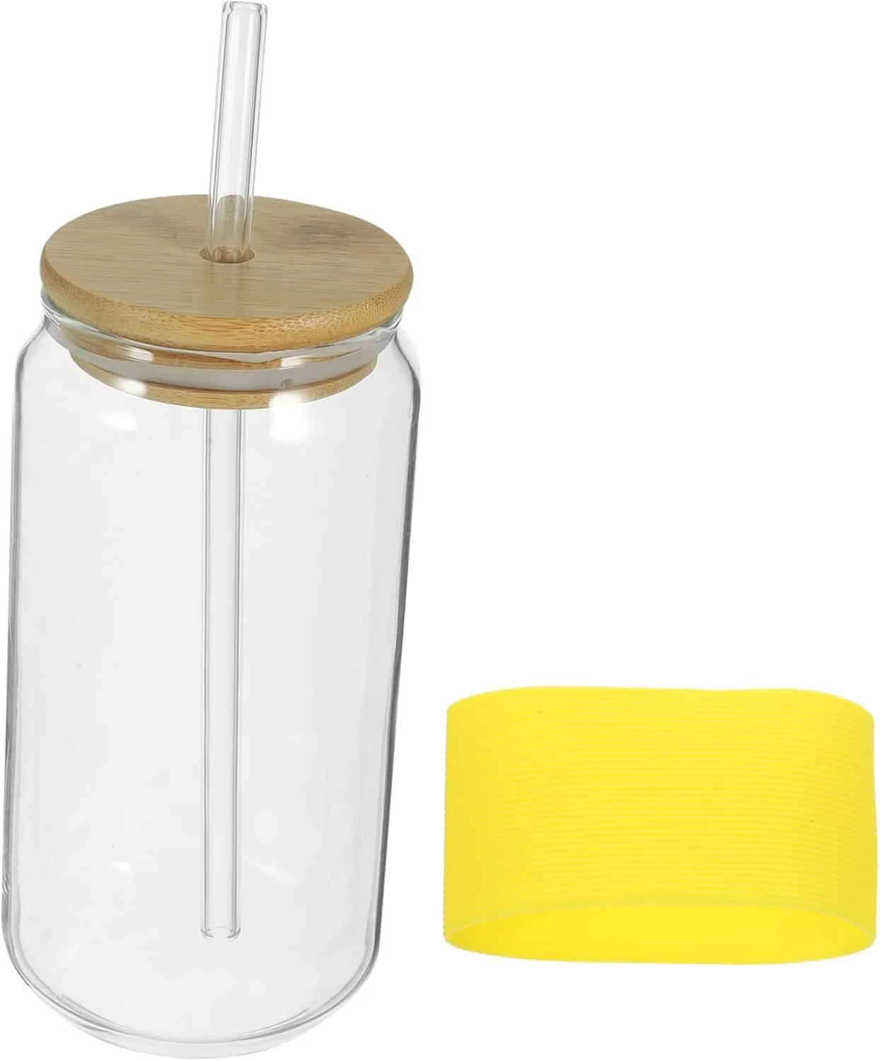 Unomor 500ml Straw Cup Reusable Water Juice Cup Glass Leakproof Lid for Camping Outdoor