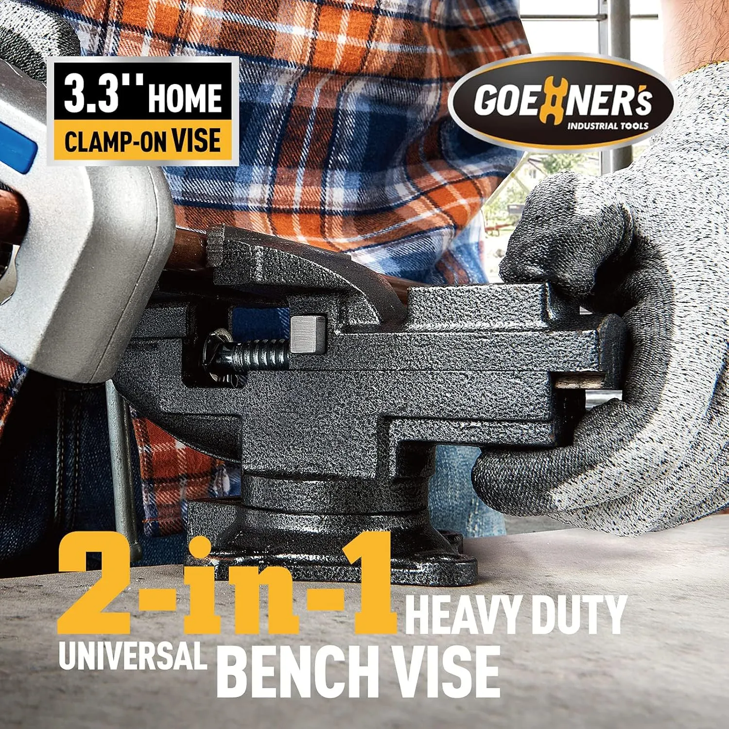 [Upgraded Version] Multi-Purpose Bench Vise 3.3", Table Vice For Workbench, Universal Clamping Vise With Heavy Duty Cast Iron, Multi-Jaw, Swivel Base, Easy Adjustment for Woodworking (3.3 Inch)