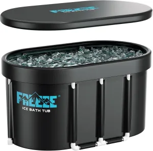 Upgraded XL 129 Gal Oval Ice Bath Tub with Cover, Portable Cold Plunge Tub for Athletes Cold Water Therapy and Recovery