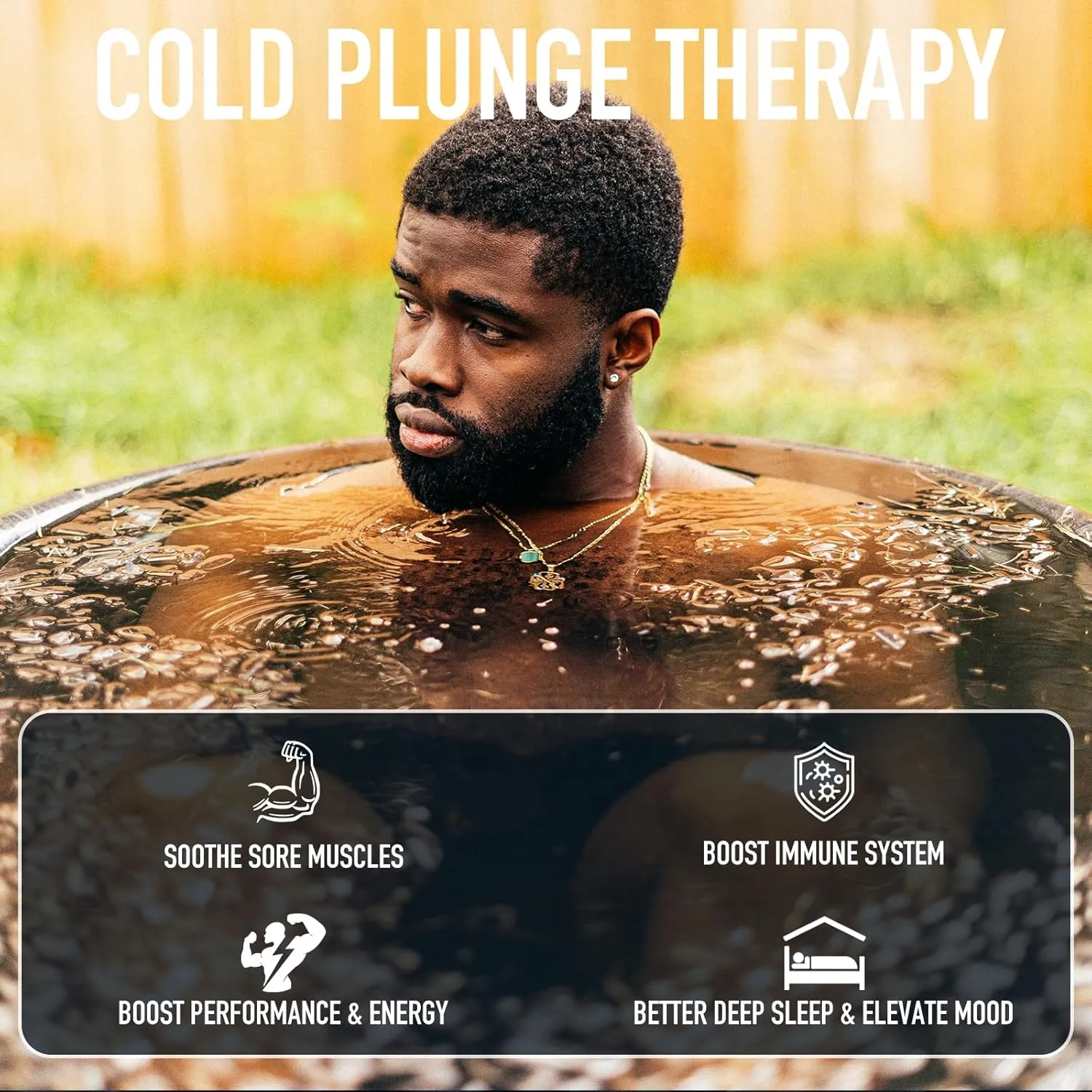Upgraded XL 129 Gal Oval Ice Bath Tub with Cover, Portable Cold Plunge Tub for Athletes Cold Water Therapy and Recovery