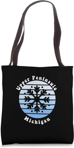 Upper Peninsula Michigan MI Winter Snowflake Christmas Tote Bag