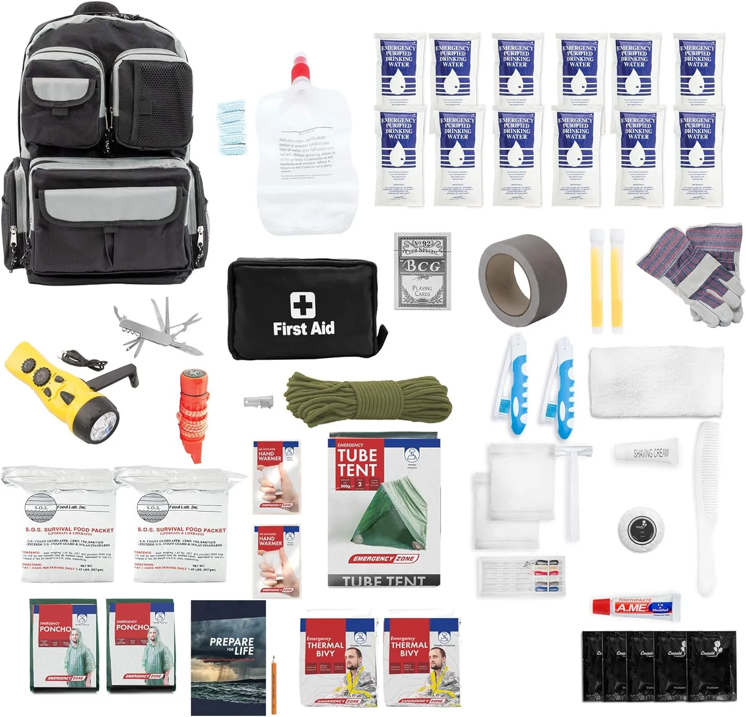 Urban Survival Bug-Out Bag/Go Bag and Disaster Survival Supplies for up to 6 People | Survival Kit for Wildfires, Hurricane, Civil Unrest & More
