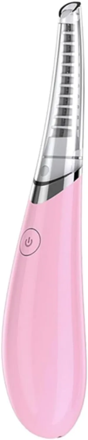 USB Heated Eyelash Curler Electric Makeup Tool with Curved Brush Head Quick Seconds Preheating USB Charging Compact and Safe for All Skin Types Pink
