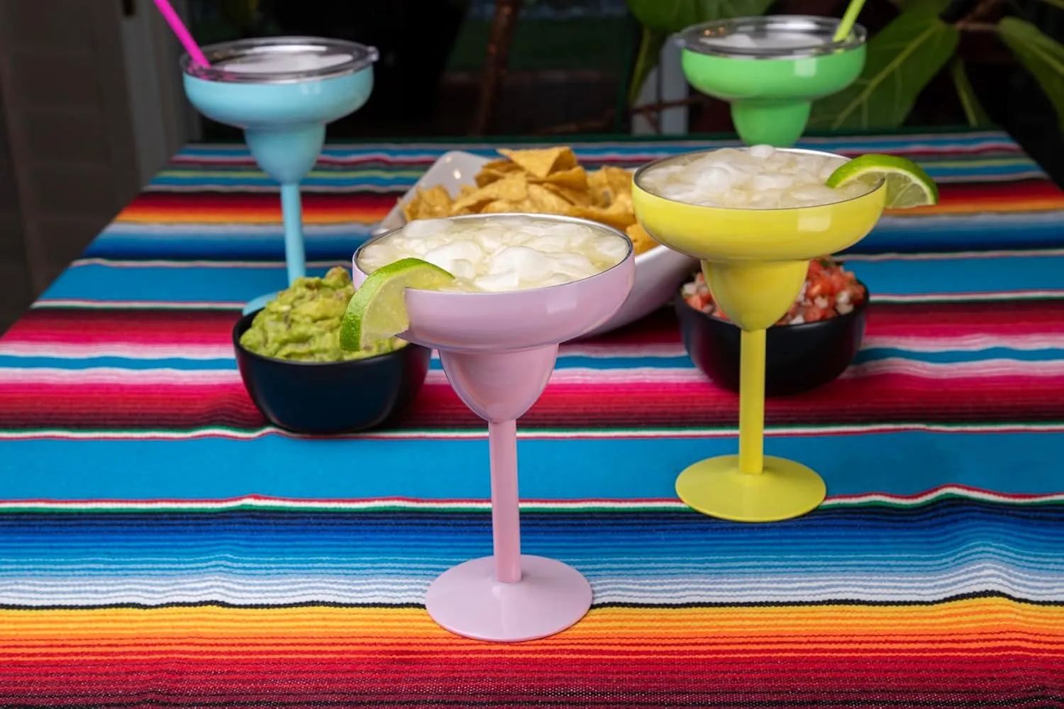 Vacuum-Sealed Metal Margarita Glass with Lid, Insulated Tumbler Mug, Steel Cup for Vacation, Pool, and Ice Cold Margs on the Beach (Blue)