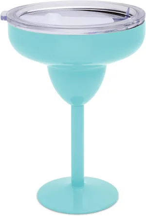Vacuum-Sealed Metal Margarita Glass with Lid, Insulated Tumbler Mug, Steel Cup for Vacation, Pool, and Ice Cold Margs on the Beach (Blue)